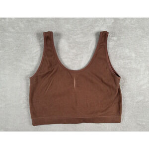 PAC Womens Brown Copped Tank Top Ribbed Size M
